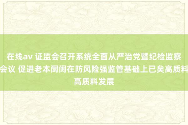 在线av 证监会召开系统全面从严治党暨纪检监察职责会议 促进老本阛阓在防风险强监管基础上已矣高质料发展