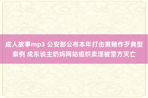 成人故事mp3 公安部公布本年打击黄赌作歹典型案例 成东谈主奶妈网站组织卖淫被警方灭亡
