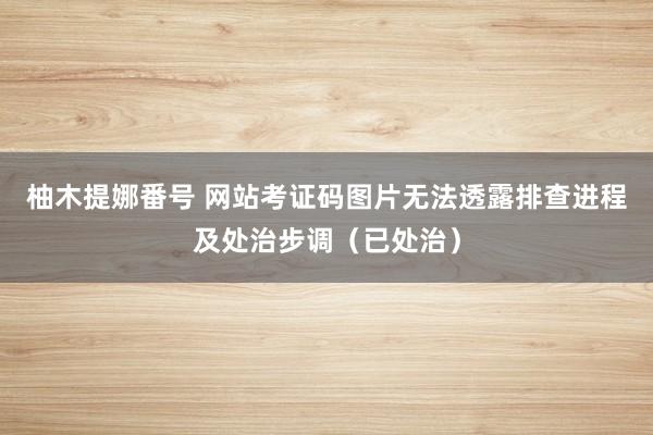柚木提娜番号 网站考证码图片无法透露排查进程及处治步调（已处治）