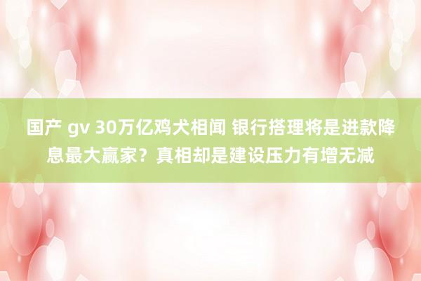 国产 gv 30万亿鸡犬相闻 银行搭理将是进款降息最大赢家？真相却是建设压力有增无减